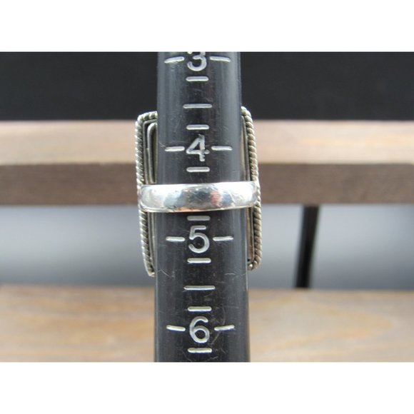 Size 4.5 Sterling Silver Large Handmade Glass Resin Band Ring Vintage Statement - Picture 7 of 9